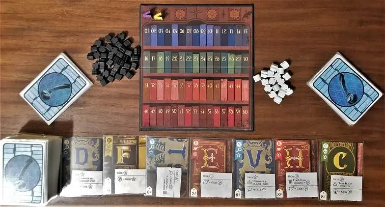An example 2-player setup for Hardback.