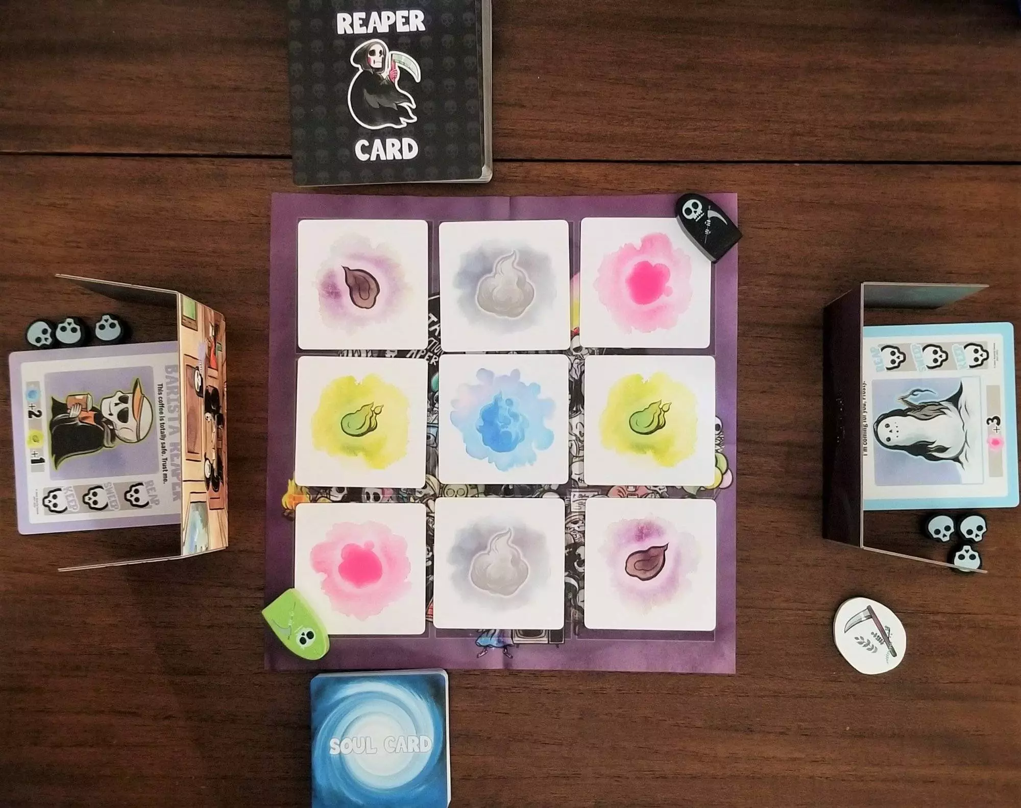 A 2-player set up of Reap from Jason Anarchy Games