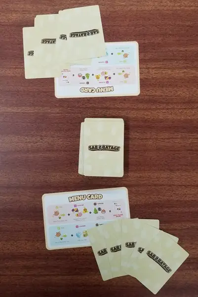 Decorative image featuring a 2-player game of Sabobatage setup